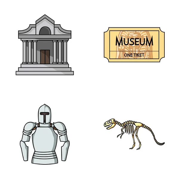Foto, sarcofago del faraone, walkie-talkie, corona. Museo set collezione icone in stile cartone animato vettore simbolo stock illustrazione web . — Vettoriale Stock