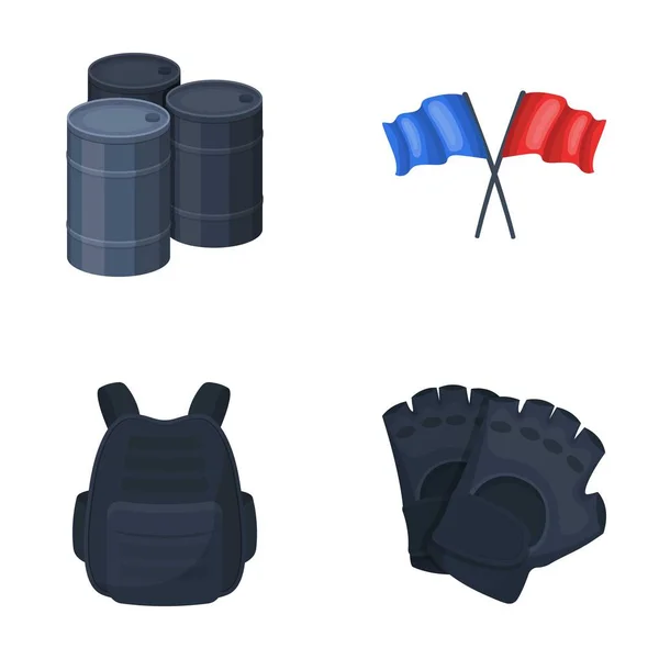 Chaleco protector, guantes y otros equipos. Paintball único icono en el estilo de dibujos animados vector símbolo stock ilustración web . — Vector de stock