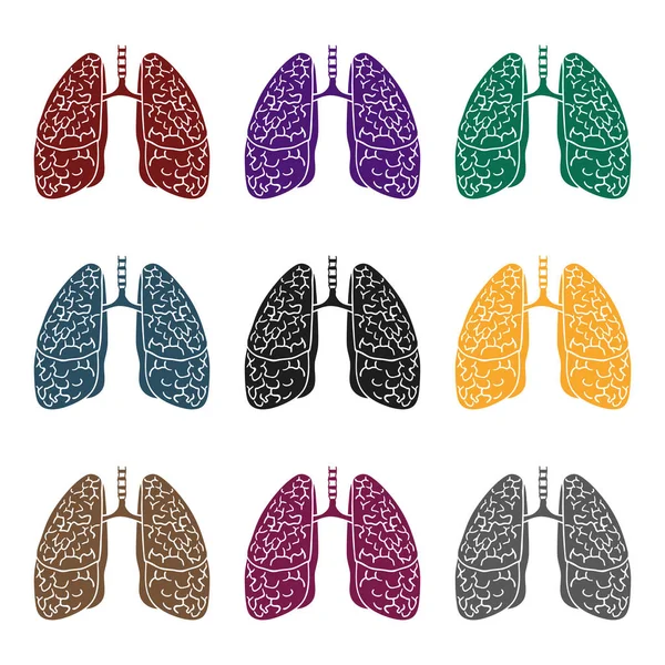 Ícone de pulmões humanos em estilo preto isolado em fundo branco. Órgãos humanos símbolo estoque vetor ilustração . — Vetor de Stock