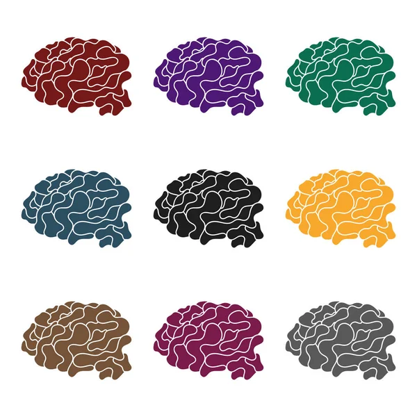 Sanal gerçeklik simge siyah stil beyaz arka plan üzerinde izole içinde beyinde. Sanal gerçeklik sembol stok vektör çizim.