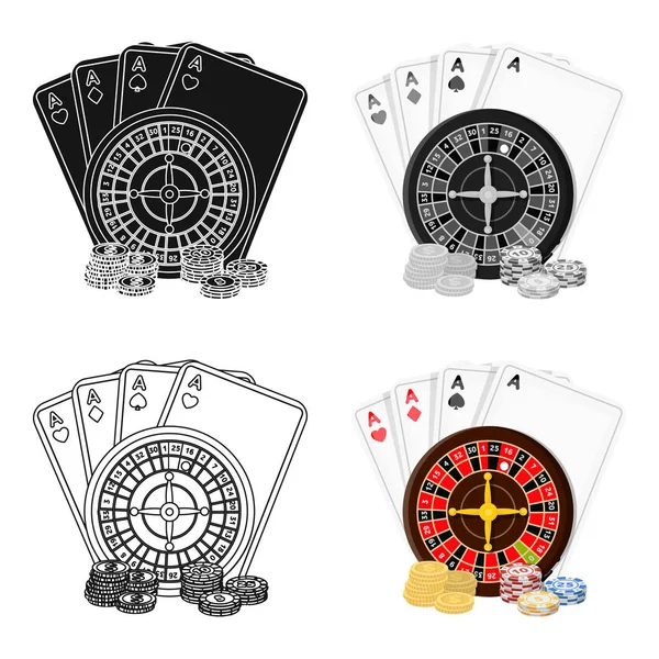 Casino, één pictogram in cartoon stijl. Casino van vector symbool stock illustratie web. — Stockvector