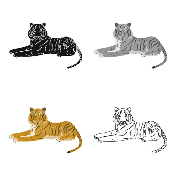 Tigre, un animal depredador. El tigre belga, un gran gato salvaje único icono en el estilo de dibujos animados vector símbolo stock ilustración web . — Vector de stock