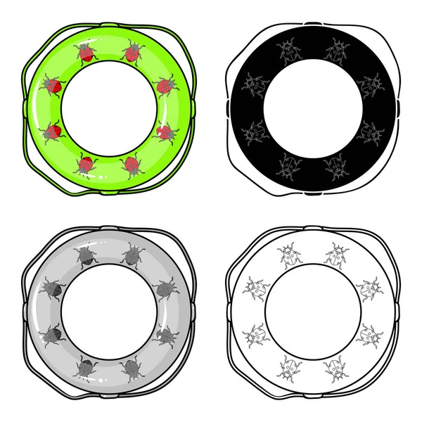 Rahatlamak için çok renkli Yüzme daire. Daire tek simge karikatür tarzı vektör simge stok çizim web içinde Yüzme.