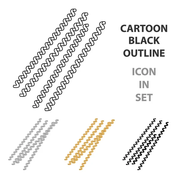 Düdük bucati makarna simgesi beyaz arka plan üzerinde izole karikatür tarzı. Makarna sembol stok tür illüstrasyon vektör.