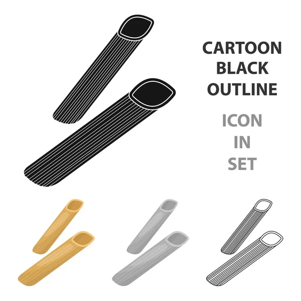 Penne rigate makarna simgesi beyaz arka plan üzerinde izole karikatür tarzı. Makarna sembol stok tür illüstrasyon vektör.