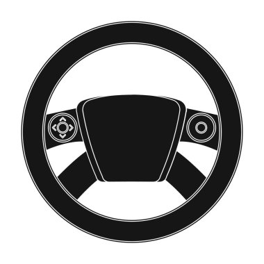 Direksiyon simidi tek simge tasarım için Siyah tarzında. Araba bakım istasyonu vektör simge stok çizim web.