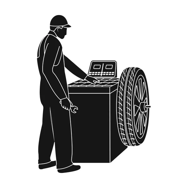 Equilibrador de ruedas icono único en el estilo negro para design.Car estación de mantenimiento vector símbolo stock ilustración web . — Archivo Imágenes Vectoriales