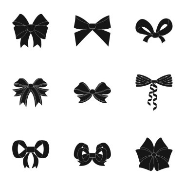 Bow, ribbon, decoration, and other web icon in black style.Giftbows, node, ornamentals, icons in set collection. clipart