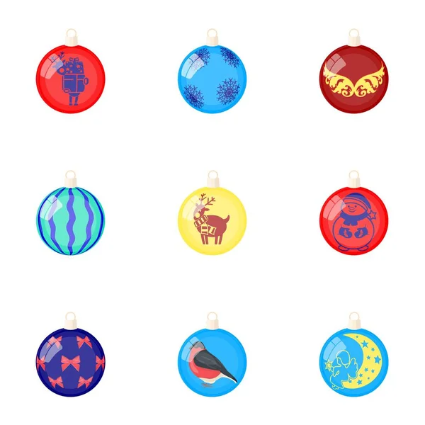 Toys for a Christmas tree cartoon icons in set collection for design.New Year ballsvector symbol stock web illustration. — Stock Vector