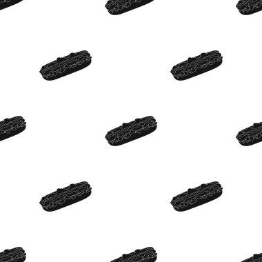 Hot dog, tek simge siyah stil. Sosisli sandviç vektör simge stok çizim web.