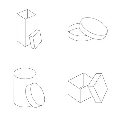 Kutusu, konteyner, paket ve diğer web simgesi anahat tarzı. Case, kabuk, çerçeve, küme koleksiyon simgeler.