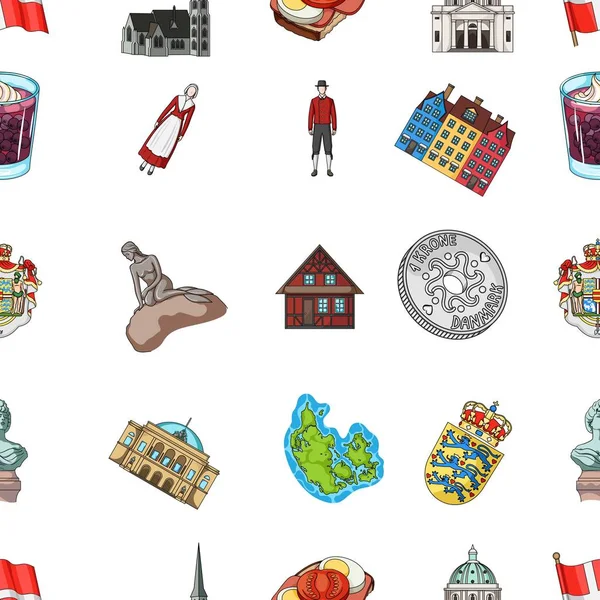 Símbolo, Dinamarca, edificios y otro icono web en estilo de dibujos animado.Diseño, historia, iconos del turismo en la colección de conjuntos . — Vector de stock