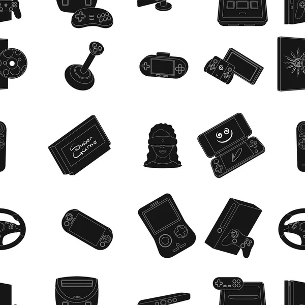 Console de jeu et réalité virtuelle icônes noires dans la collection set pour design.Game Gadgets vectoriel symbole stock illustration web . — Image vectorielle
