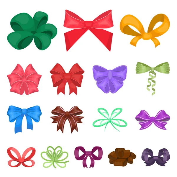 Multicolored bows cartoon icons in set collection for design.Bow for decoration vector symbol stock web illustration. — Stock Vector