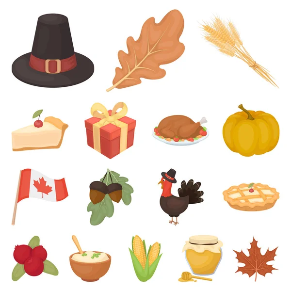 Canada Thanksgiving Day icônes de bande dessinée dans la collection ensemble pour le design. Illustration Web du Canada et du symbole vectoriel Tradition . — Image vectorielle