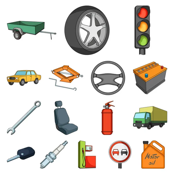 Автомобіль, мультфільм іконки в наборі колекції для дизайну. Автомобіль та обладнання Векторний символ стокової веб-ілюстрації . — стоковий вектор