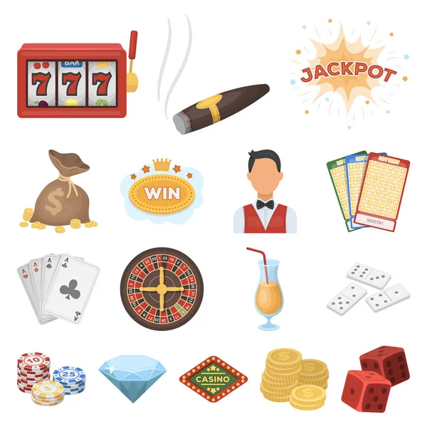 Casino und Glücksspiel Cartoon-Symbole in Set-Kollektion für Design. Casino und Ausrüstung Vektor Symbol Stock Web Illustration. — Stockvektor