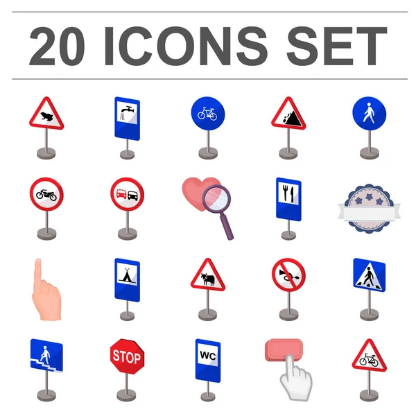Различные типы дорожных знаков иконки в коллекции наборов для дизайна. Предупреждающие и запрещающие знаки векторные символы . — стоковый вектор
