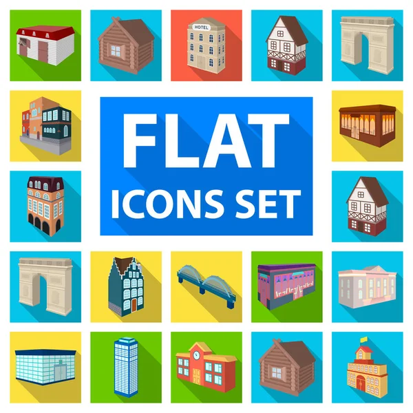 Mimarlık ve inşaat set koleksiyonu tasarım için simgeleri düz. Bina ve konut vektör izometrik sembol stok web çizim.
