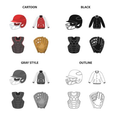 Spor, oyun, rekabet ve diğer web simgesi karikatür tarzı. Basketbol, kask, koruma, küme koleksiyon simgeler.