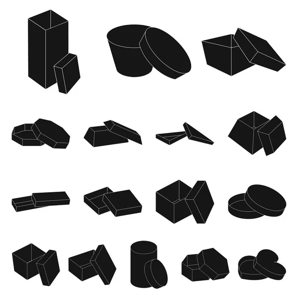 Différentes boîtes icônes noires dans la collection de jeu pour la conception. . — Image vectorielle