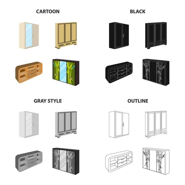 Mobili, armadietto, porta e altra icona web in stile cartoon. Armadio, armadietto, icone del tavolo nella collezione di set . — Vettoriale Stock