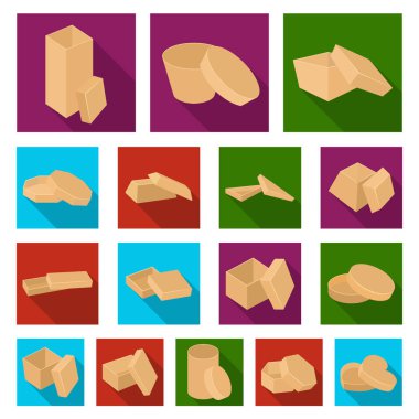 Farklı kutular set koleksiyonu tasarım için simgeleri düz. Ambalaj kutusu vektör simge stok web çizim.