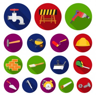 Mimarlık ve inşaat set koleksiyonu tasarım için simgeleri düz. Vektör simge stok web illüstrasyon inşaat ve kurum.