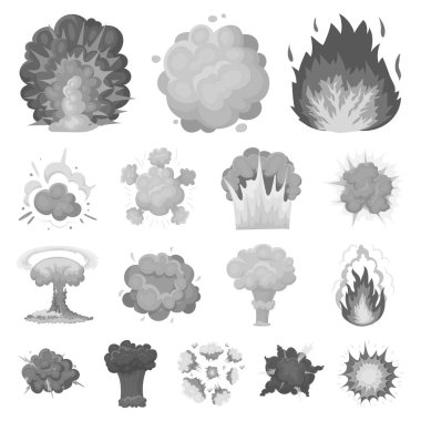 Farklı patlamalar set koleksiyonu tasarım için tek renkli simgeler. Flash ve alev vektör simge stok web çizim.