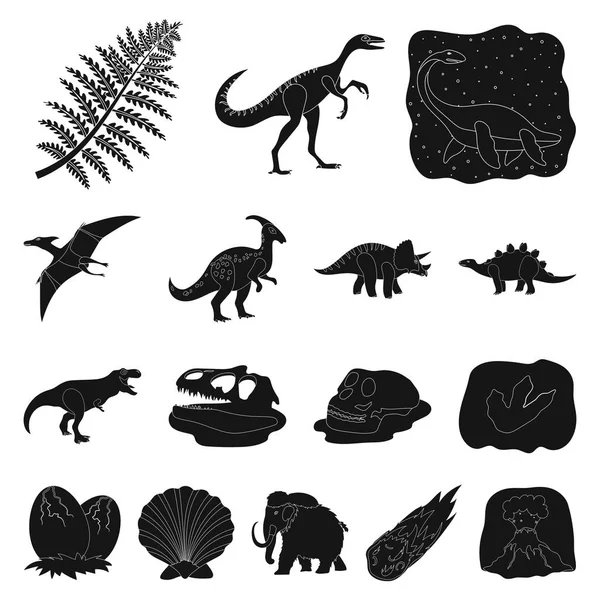 別の恐竜は黒デザインのセットのコレクションのアイコンです。先史時代の動物のベクトル シンボル ストック web イラスト. — ストックベクタ