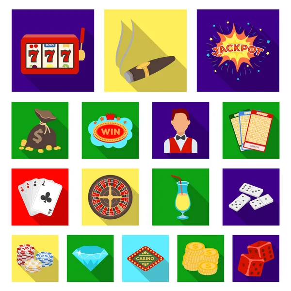 Casino et jeux d'icônes plates dans la collection de jeux pour le design. Casino et équipement vectoriel symbole stock illustration web . — Image vectorielle