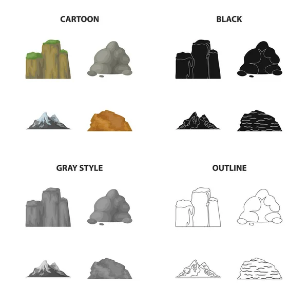 Berge, Natur, Stein und andere Web-Ikonen in Cartoon-Style.material, Gebäude, Spitzen-Ikonen in Set-Sammlung. — Stockvektor