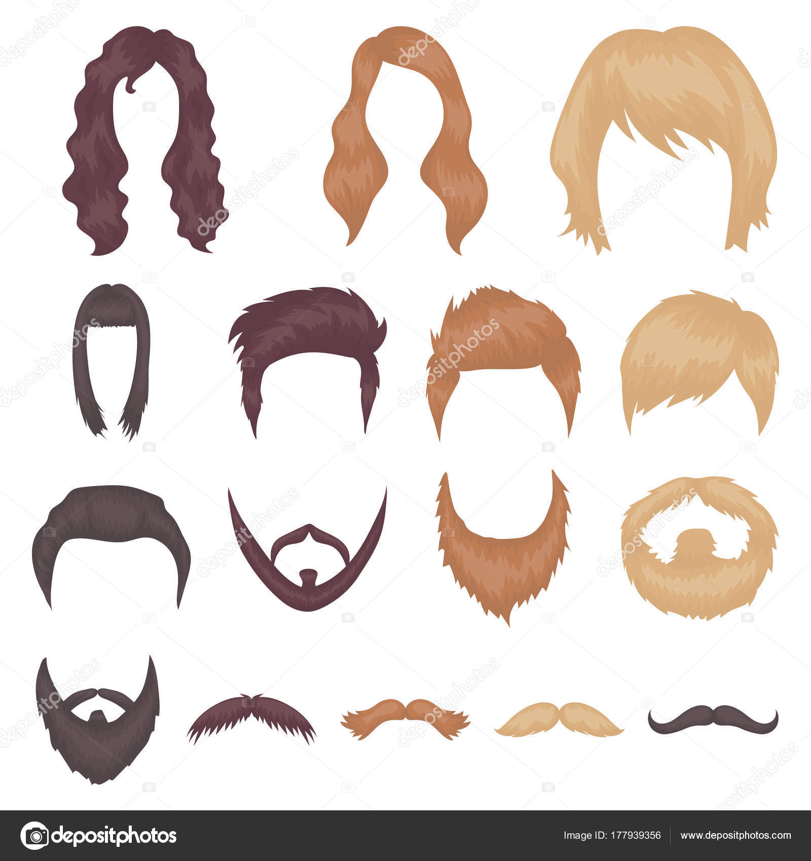 Mustache and beard, hairstyles cartoon icons in set collection for design.  Stylish haircut vector symbol stock web illustration. Stock Vector Image by  ©PandaVector #177939356