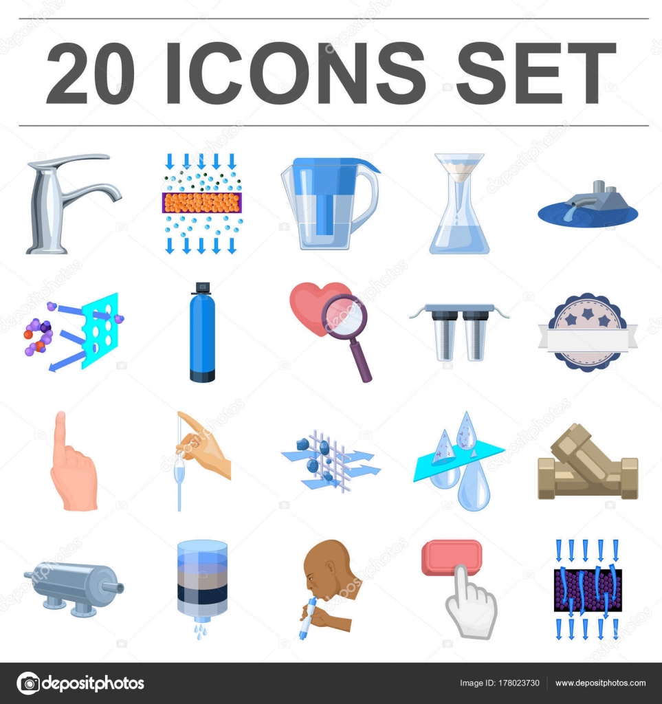 Water filtration system cartoon icons in set collection for design.  Cleaning equipment vector symbol stock web illustration. Stock Vector Image  by ©PandaVector #178023730
