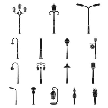 Lamba tasarımı için set koleksiyonunda siyah simgeler sonrası. Fener ve vektör simge stok web çizim ışık.