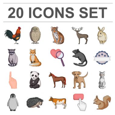 Gerçekçi hayvanları kutsal kişilerin resmi içinde set koleksiyonu tasarım için karikatür. Yerli ve vahşi hayvanlar sembol stok web illüstrasyon vektör.