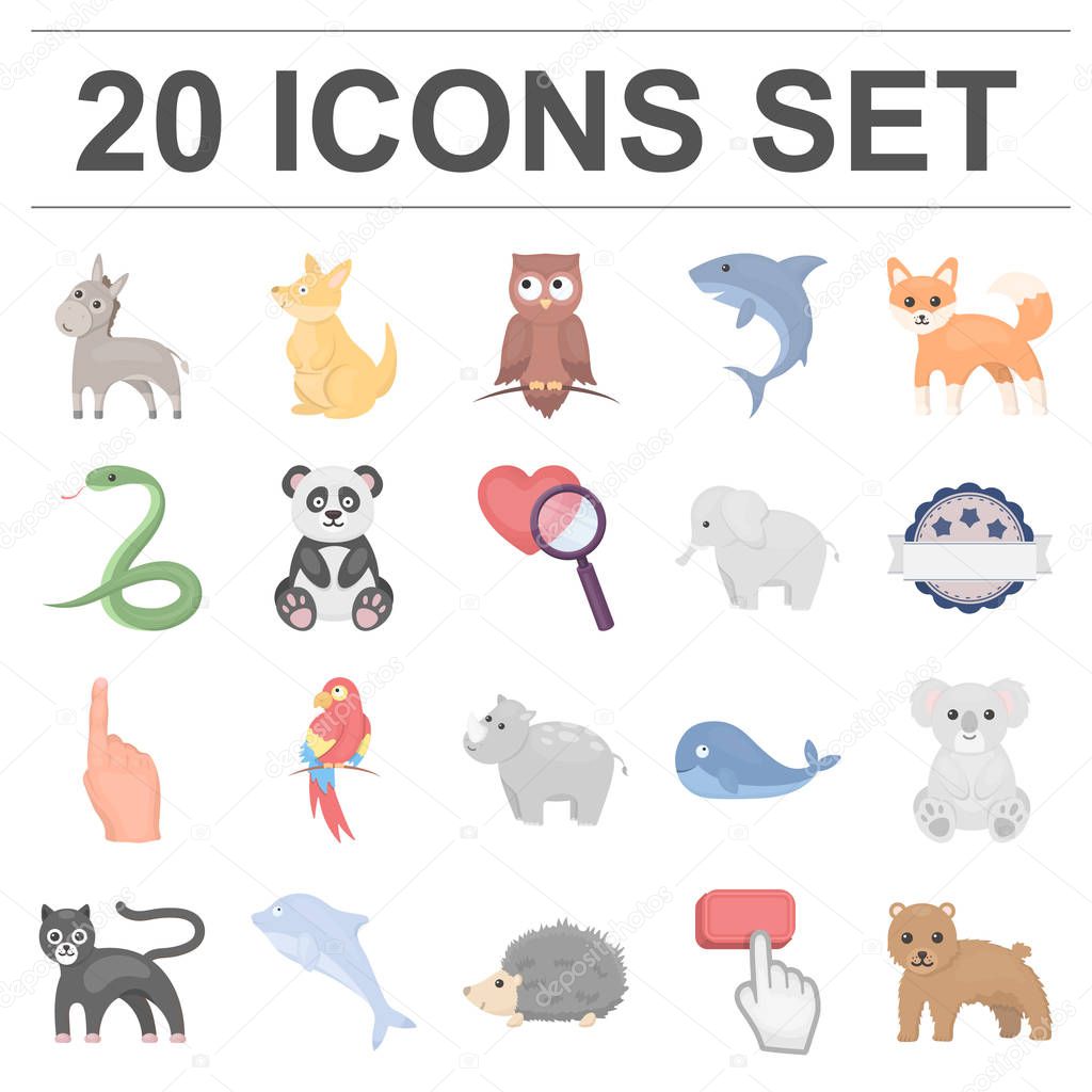 An unrealistic animal cartoon icons in set collection for design. Toy animals vector symbol stock illustration.