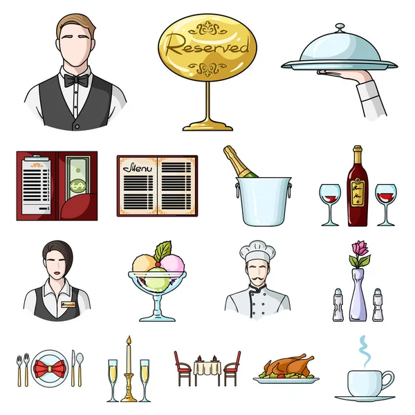 Restaurant et bar icônes de bande dessinée dans la collection ensemble pour le design. Symbole vectoriel plaisir, alimentation et alcool illustration web stock . — Image vectorielle