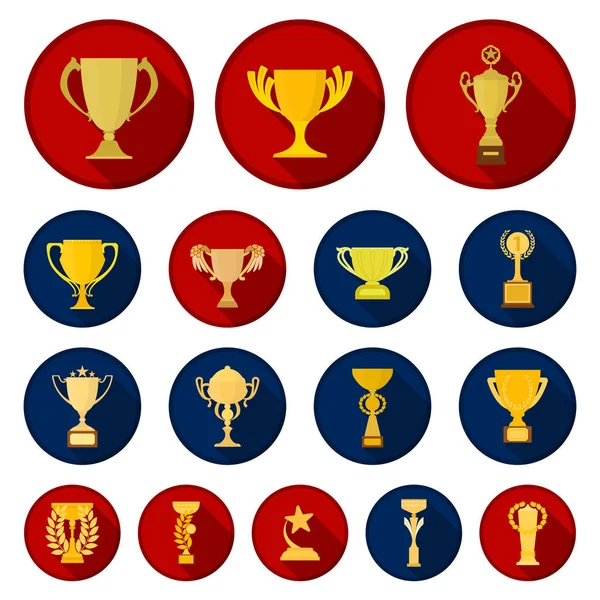 Gold Cup icone piatte nella collezione set per il design. Vincitori Coppa vettore simbolo stock web illustrazione . — Vettoriale Stock
