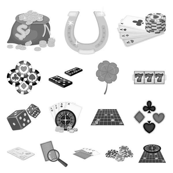 Casino and equipment monochrome icons in set collection for design. Gambling and money vector symbol stock web illustration. — Stock Vector