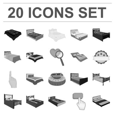 Farklı yataklar set koleksiyonu tasarım için tek renkli simgeler. Vektör izometrik sembol stok web çizim için mobilya.