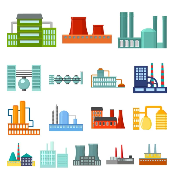공장 및 시설 디자인에 대 한 설정 컬렉션 아이콘 만화. 공장 및 장비 벡터 기호 재고 웹 일러스트 레이 션. — 스톡 벡터