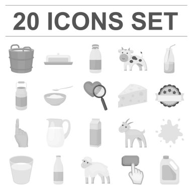 Süt ürün tek renkli simgeler vektör design.Milk ve gıda için küme toplama hisse senedi web illüstrasyon simge.