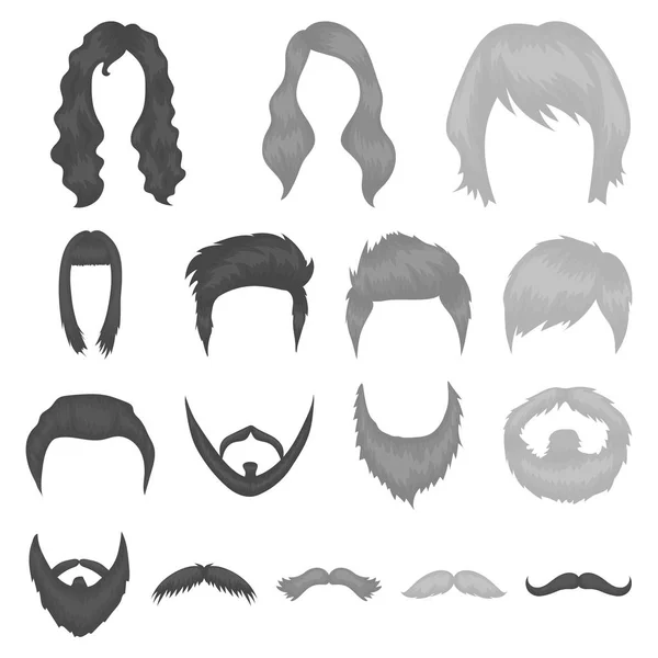 Wąsy i broda, fryzury monochromatyczne ikony w kolekcja zestaw do projektowania. Fryzury stylowe wektorowego symbol zasobów sieci web. — Wektor stockowy