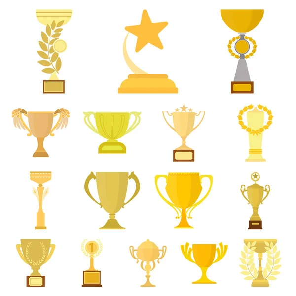 Gouden Cup cartoon pictogrammen in set collectie voor design. Winnaars Cup vectorillustratie symbool voorraad web. — Stockvector