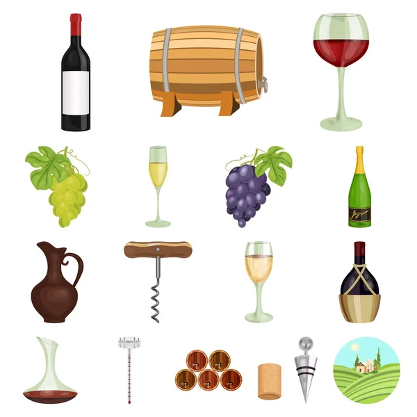 Prodotti vitivinicoli icone dei cartoni animati in collezione set per il design. Attrezzatura e produzione del simbolo del vettore del vino illustrazione web stock . — Vettoriale Stock