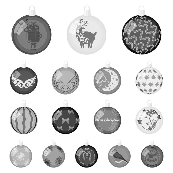 Christmas toys monochrome icons in set collection for design.New Year balls vector symbol stock web illustration. — Stock Vector