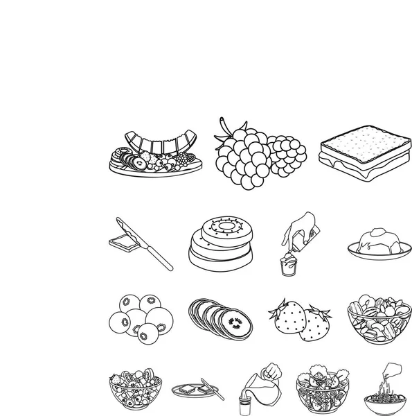 甜点芳香轮廓图标集合中的设计。食物和甜味矢量符号股票 web 插图. — 图库矢量图片