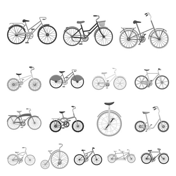 Diverses bicyclettes icônes monochromes dans la collection ensemble pour le design. Le type de transport vectoriel symbole stock web illustration . — Image vectorielle