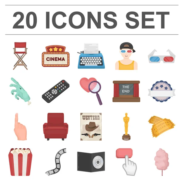 Films and cinema cartoon icons in set collection for design.Movies and Attributes vector symbol stock web illustration. — Stock Vector